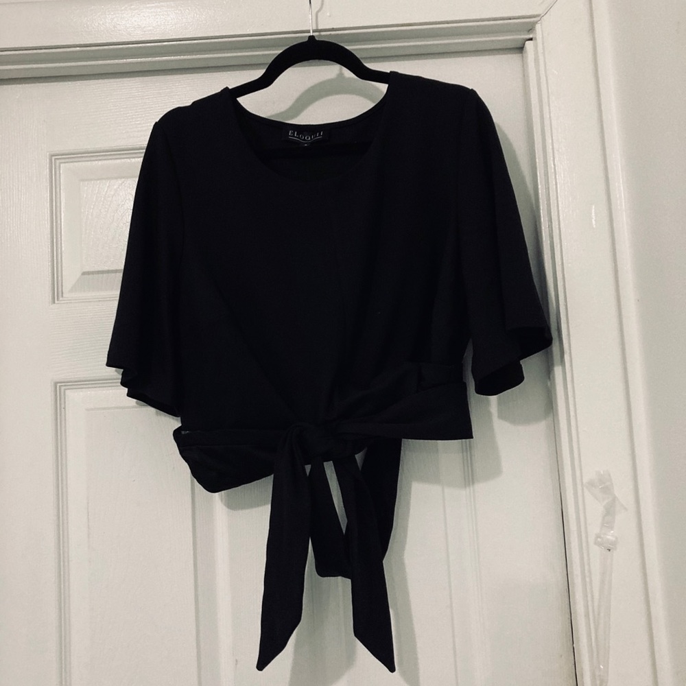 Eloquii black waist wrap black crop top